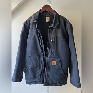 Carhartt Ridge Coat Jacket Black Sherpa Lined C61